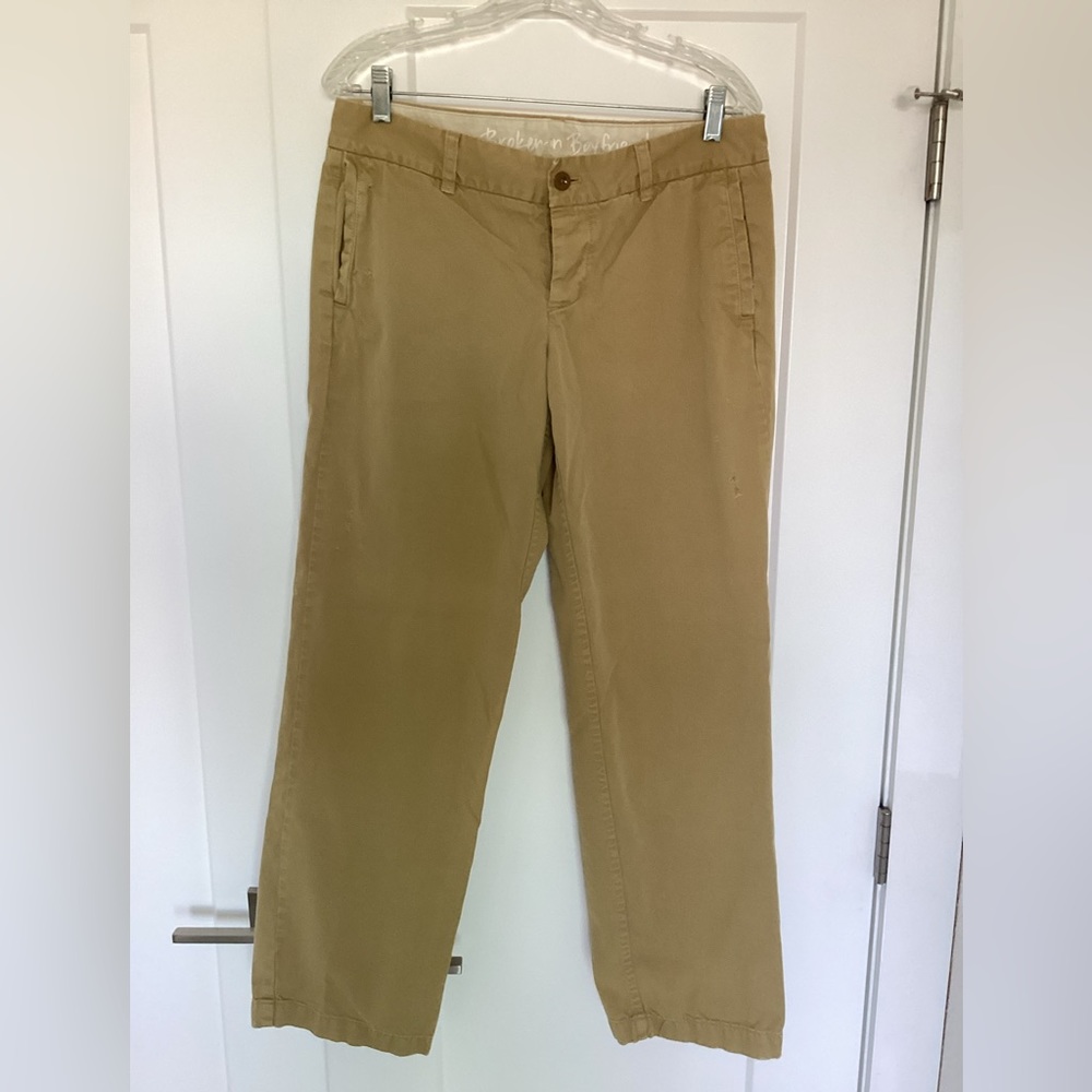 J Crew Broken in Boyfriend Chinos Gray colored distressed size 6